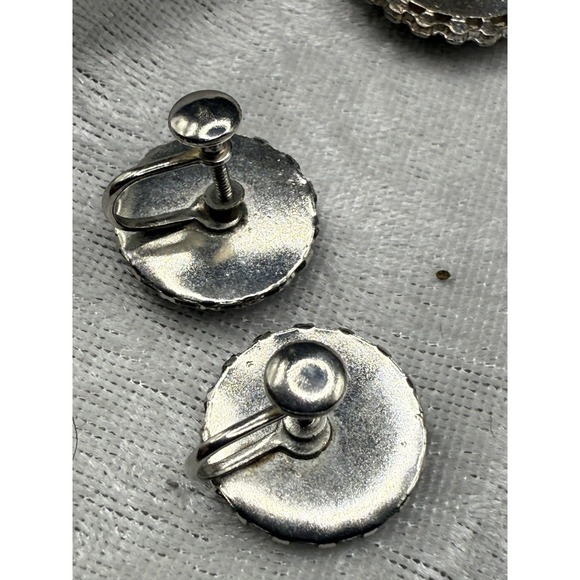 Vintage Butterfly Wing Set Silver Tone Brooch Clip On Earrings‎ Morpho - Picture 4 of 8